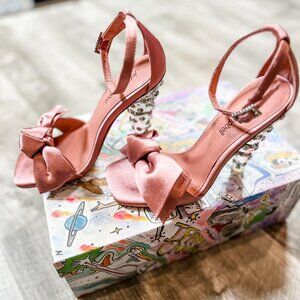 Queening Lucite Blush Satin Sparkly Heels Jeffrey Campbell NEW IN BOX NWT